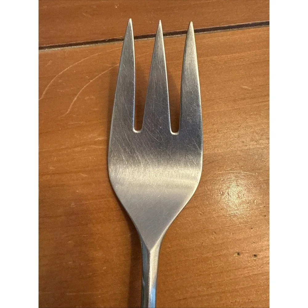 Vtg 60's SATURNA International Stainless Deluxe Serving Fork & Spoon Set 10